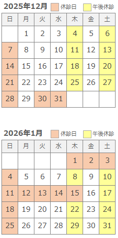 診療カレンダー 診療カレンダー